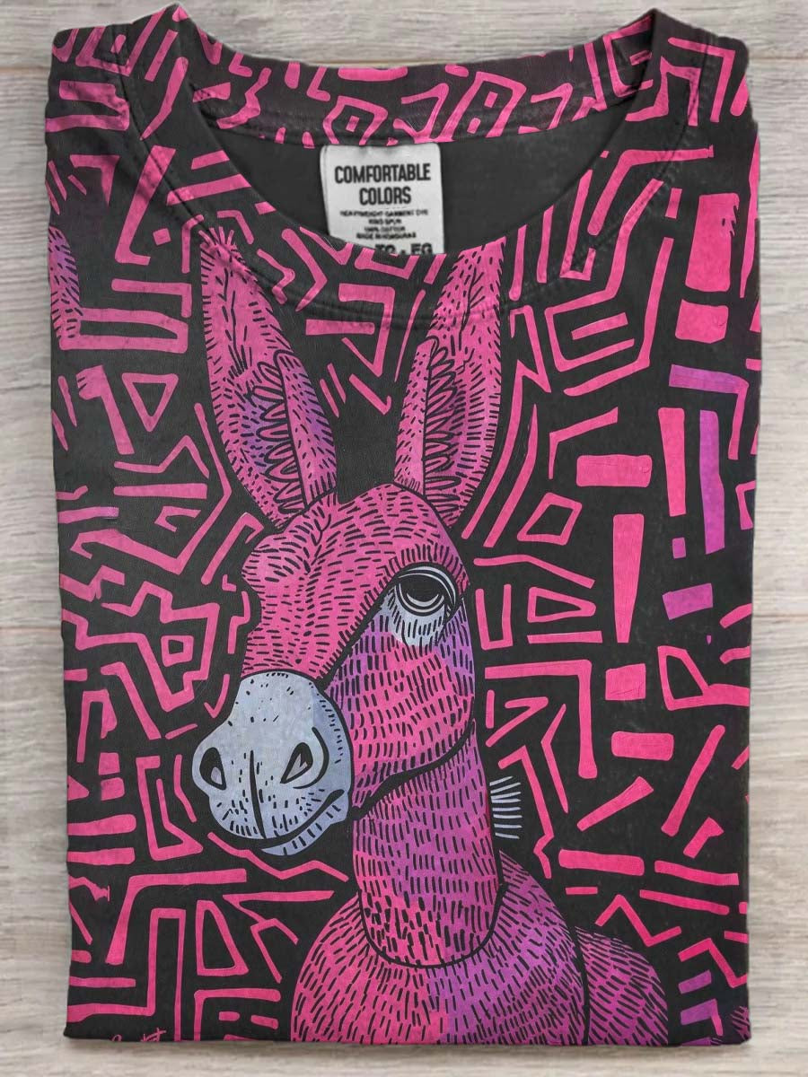 Abstract Donkey Print Casual Short-Sleeve T-Shirt