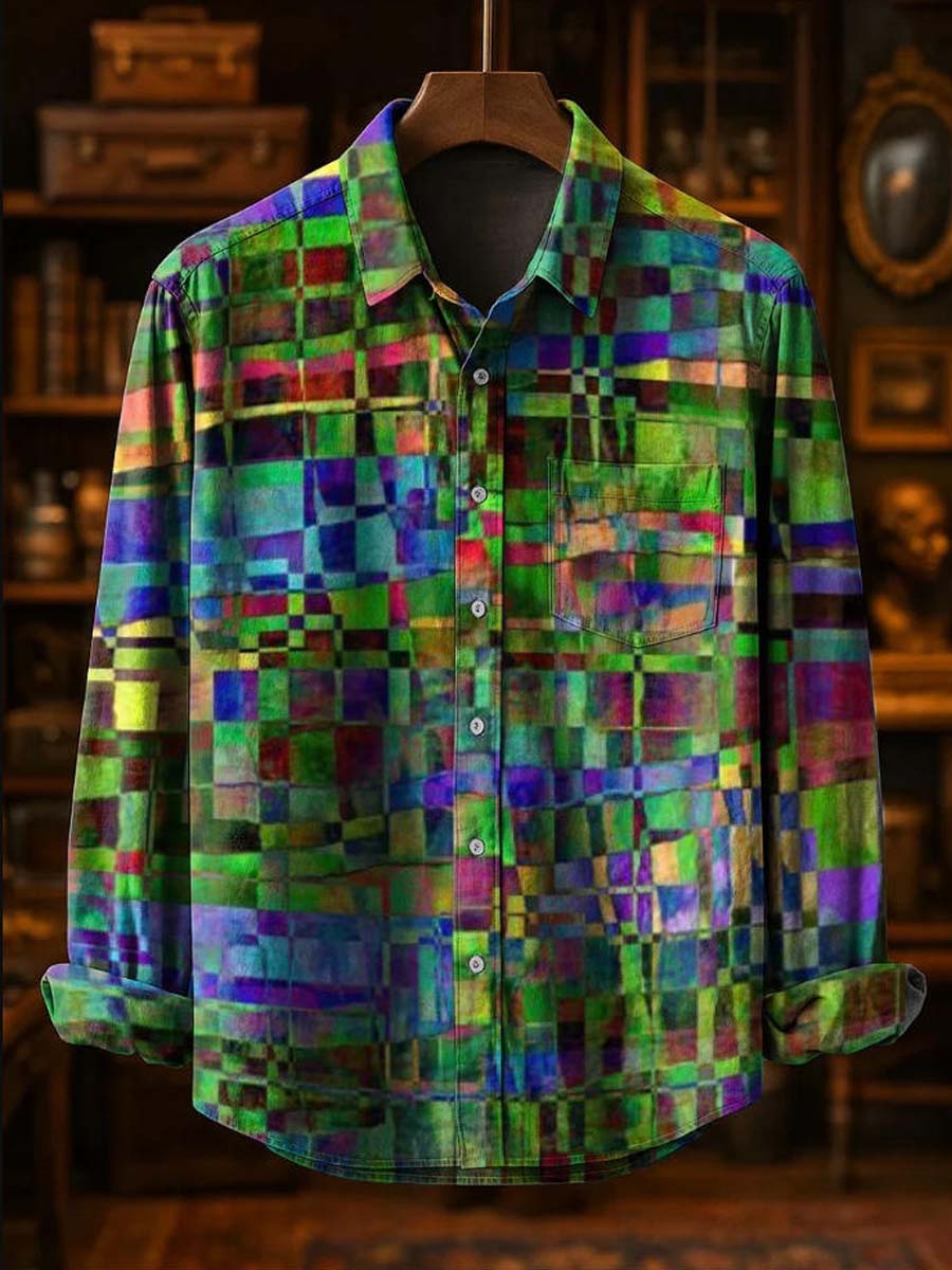 Irregular Geometric Print Casual Long-Sleeve Shirt