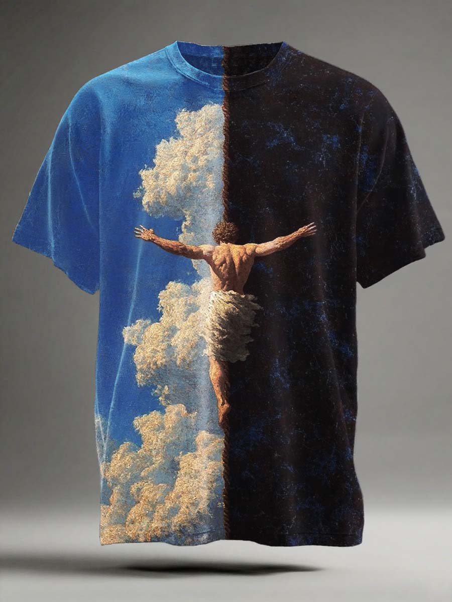 Abstract Angel Print Casual Short-Sleeve T-Shirt