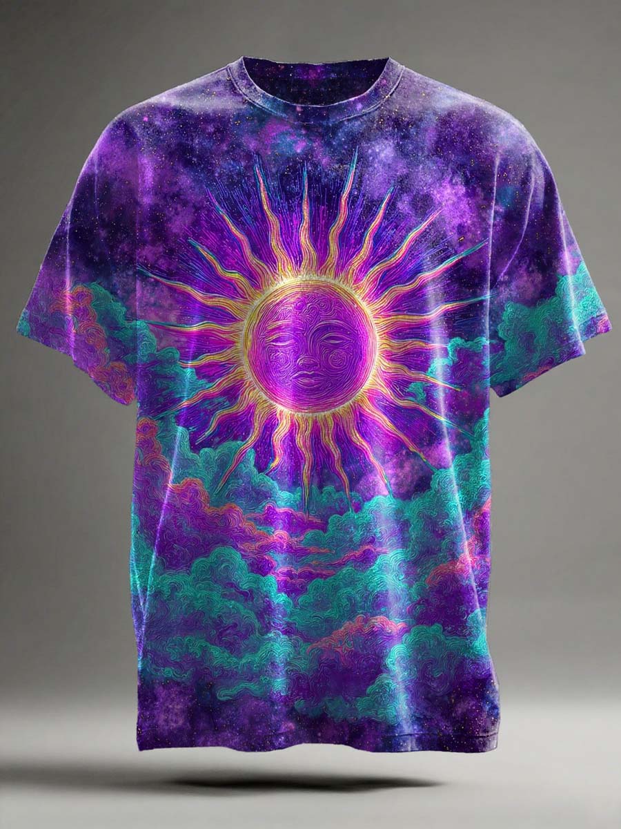 Abstract Sun Print Casual Short-Sleeve T-Shirt