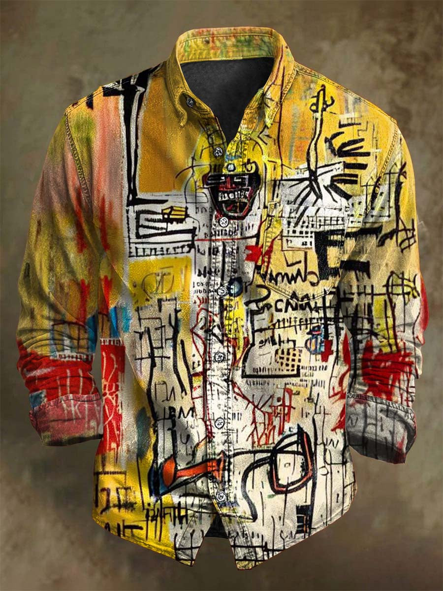 Abstract Street Graffiti Print Casual Long-Sleeve Shirt