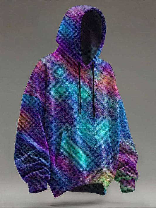 Abstract Gradient Print Casual Hooded Sweatshirt