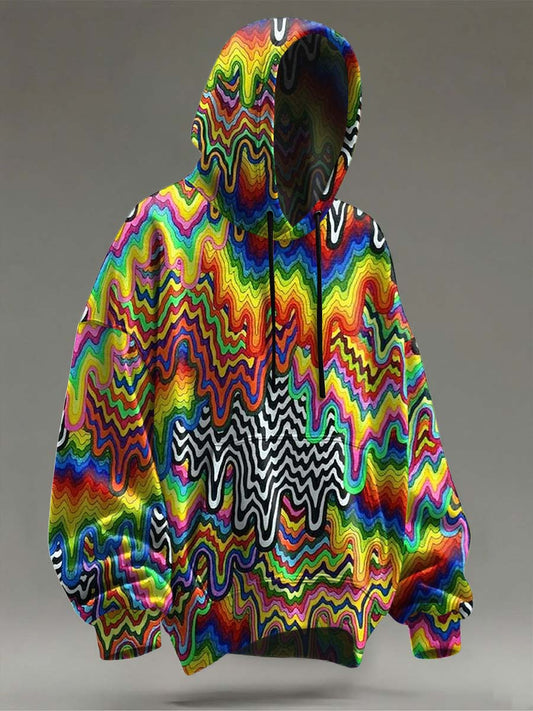Abstract Colorful Psychedelic Print Casual Hooded Sweatshirt