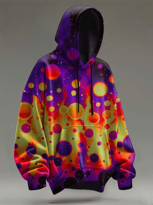Abstract Gradient Psychedelic Print Casual Hooded Sweatshirt