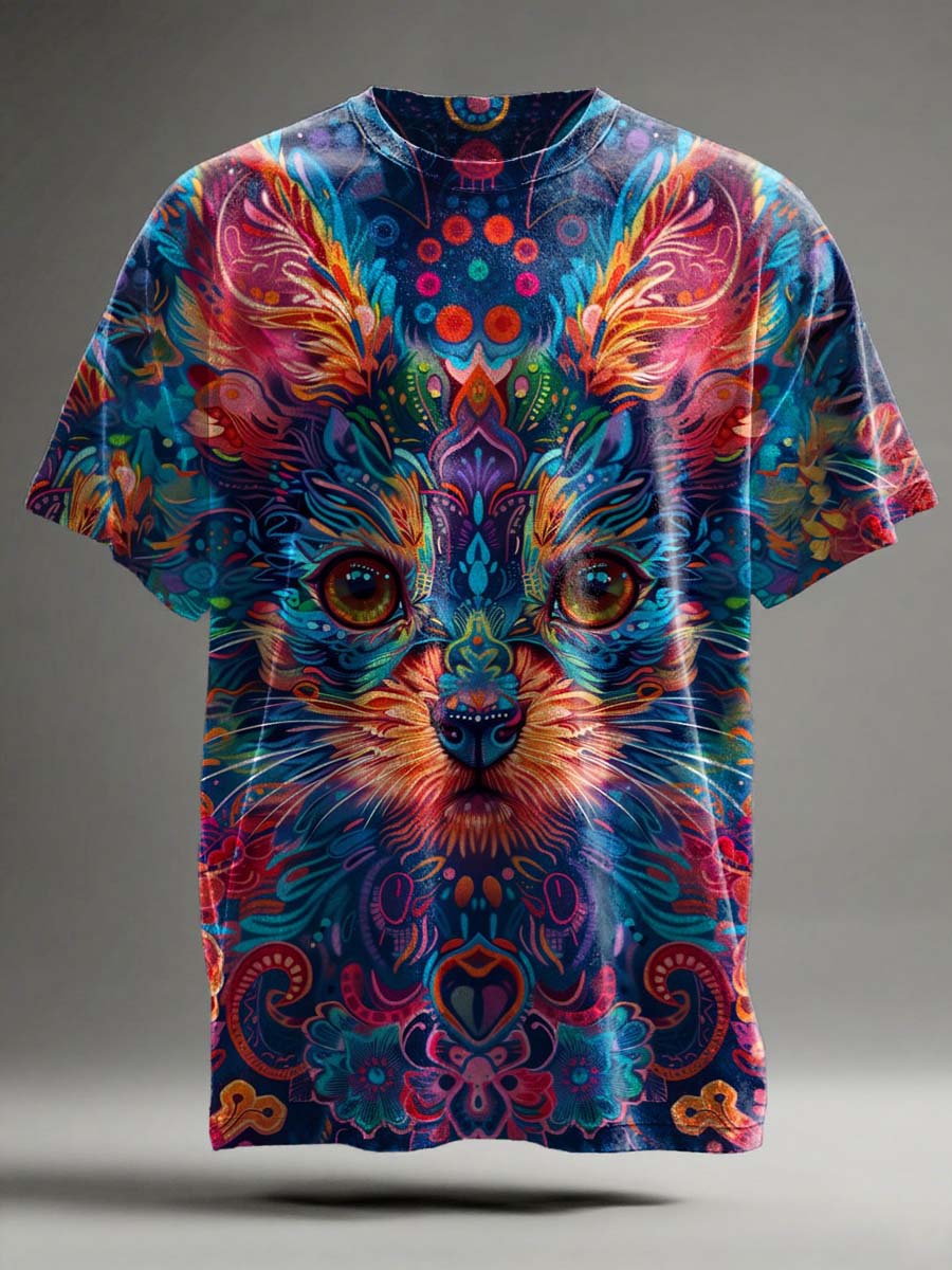 Abstract Puppy Print Casual Short-Sleeve T-Shirt