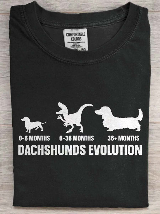 Abstract Dachshund Evolution Print Casual Short-Sleeve T-Shirt