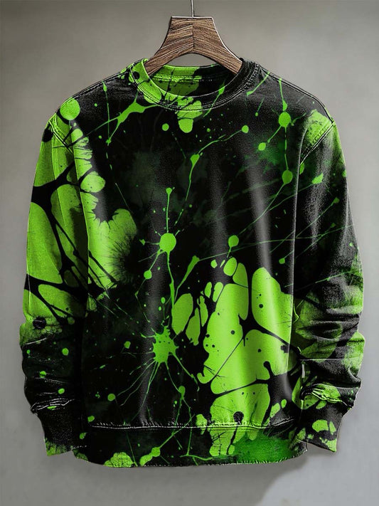 Abstract Dark Splash Print Casual Crewneck Sweatshirt
