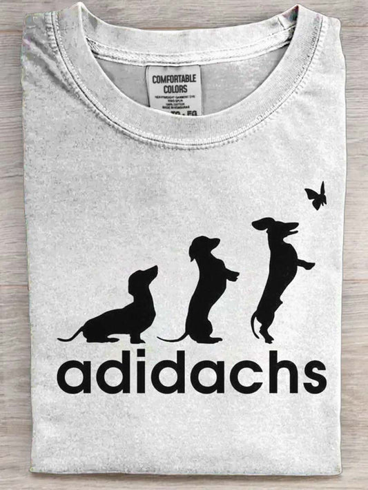 Dachshund Parody Print Casual Short-Sleeve T-Shirt
