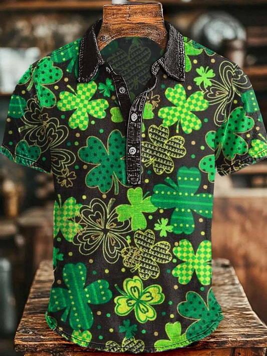 St. Patrick's Day-themed Printed Casual Short-Sleeve Polo Shirt