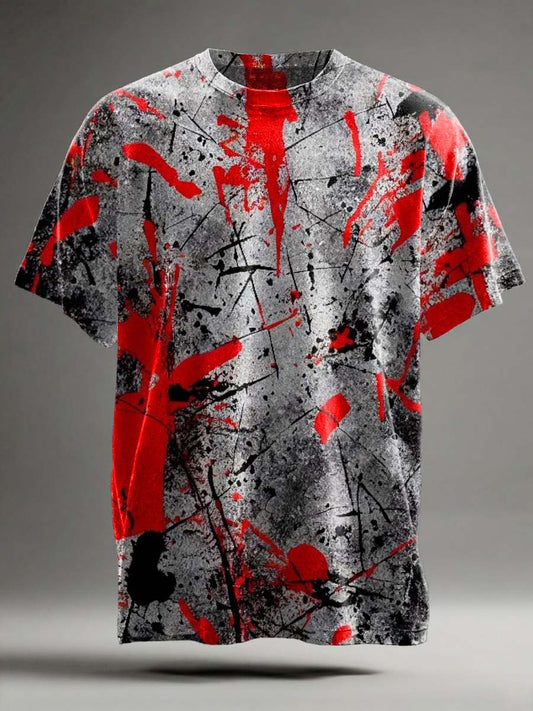 Abstract Dark Splash Ink Print Casual Short-Sleeve T-Shirt
