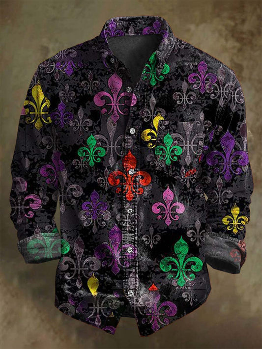 Carnival Iris Print Casual Long-Sleeve Shirt