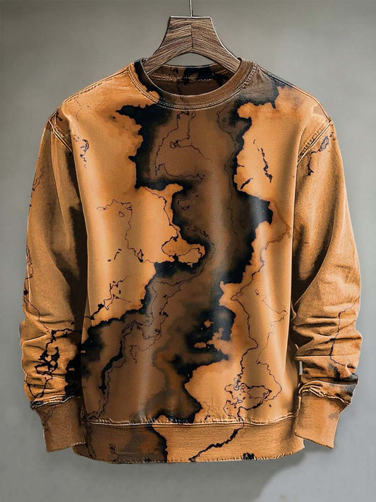 Abstract Amber Gradient Print Casual Crewneck Sweatshirt