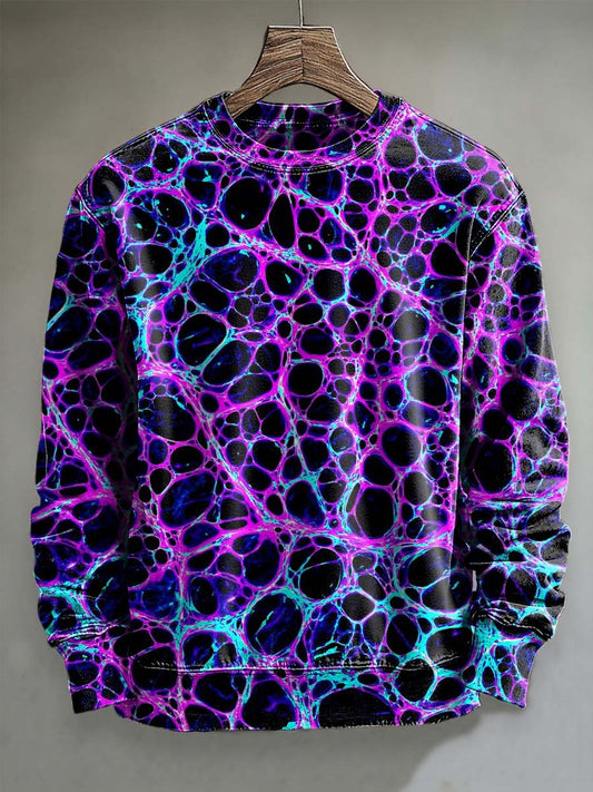 Abstract Texture Visual Print Casual Crewneck Sweatshirt