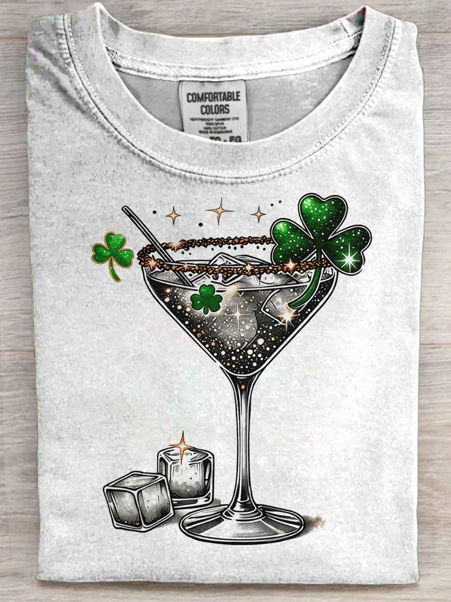 St. Patrick's Day Cocktail Print Casual Short-Sleeve T-Shirt