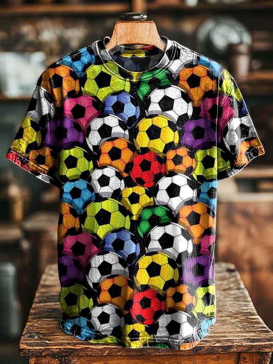 Colorful Soccer Print Casual Short-Sleeve T-Shirt