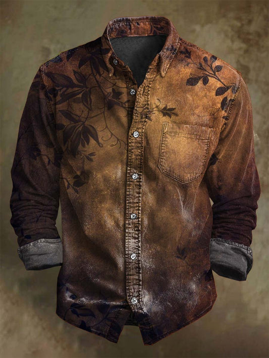 Vintage-inspired Floral Print Casual Long-Sleeve Shirt