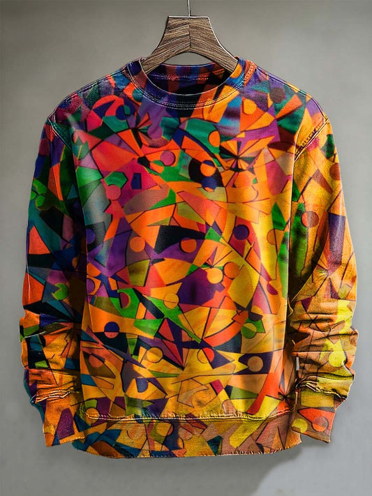 Colorful Geometric Abstract Print Casual Crewneck Sweatshirt