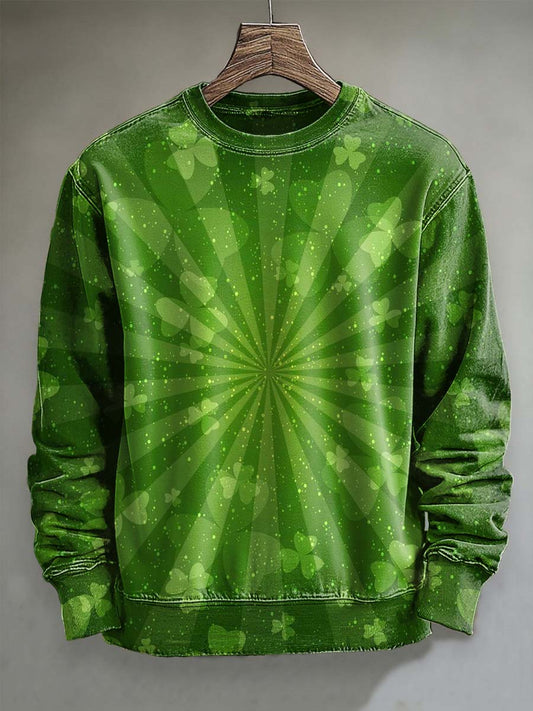 St. Patrick's Day Radiating Pattern Print Casual Crewneck Sweatshirt