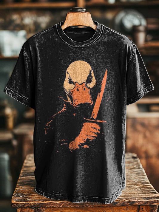 Killer Duck Parody Print Casual Short-Sleeve T-Shirt