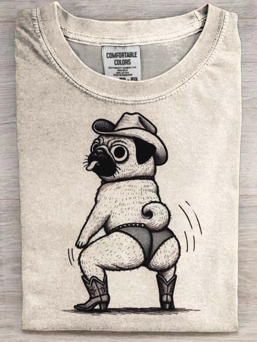 Funky Western Pomeranian Print Casual Short-Sleeve T-Shirt