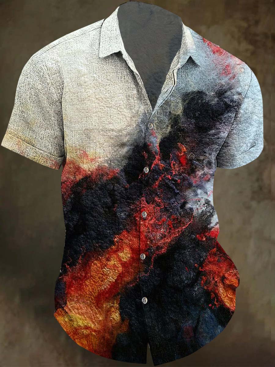 Volcanic Rock Texture Short-Sleeve Shirt