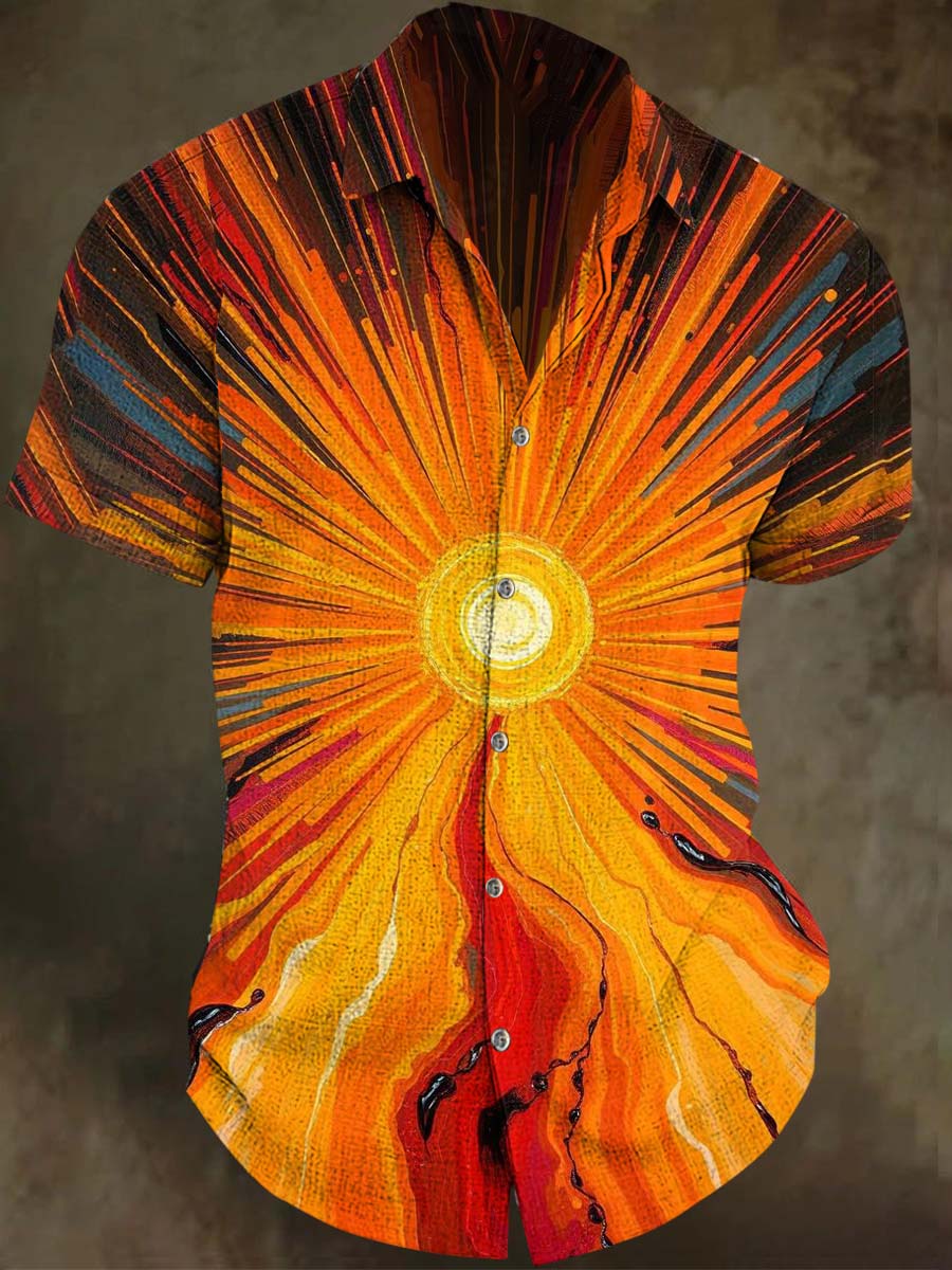 Sunburst Pattern Short-Sleeve Shirt