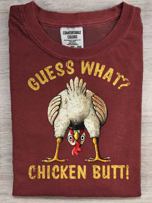 Funny Chicken Print Casual Short-Sleeve T-Shirt