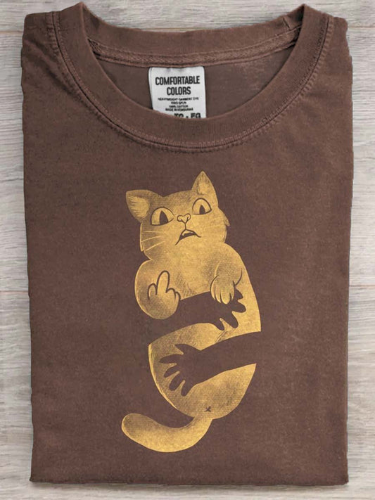Funny Cat Print Casual Short-Sleeve T-Shirt