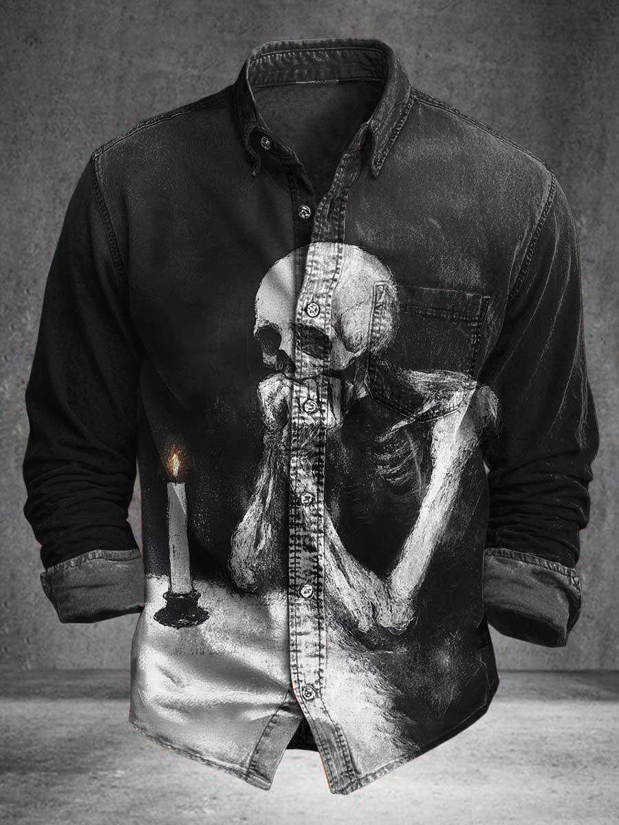 Darkness Art Print Casual Shirt Short Sleeve