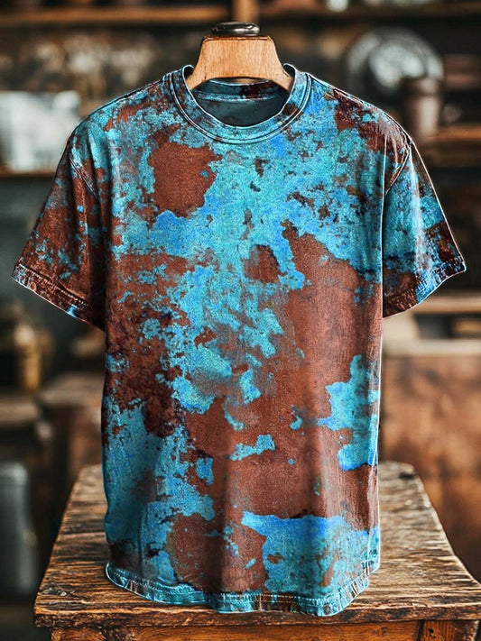 Rust-Stained Print Casual Short-Sleeve T-Shirt