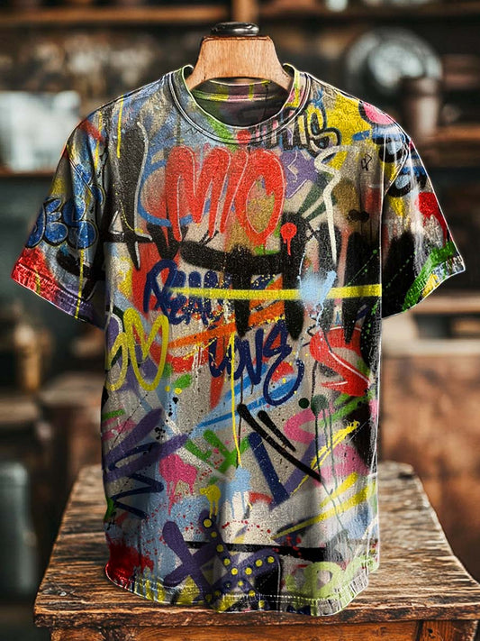 Abstract Doodle-Style Print Casual Short-Sleeve T-Shirt