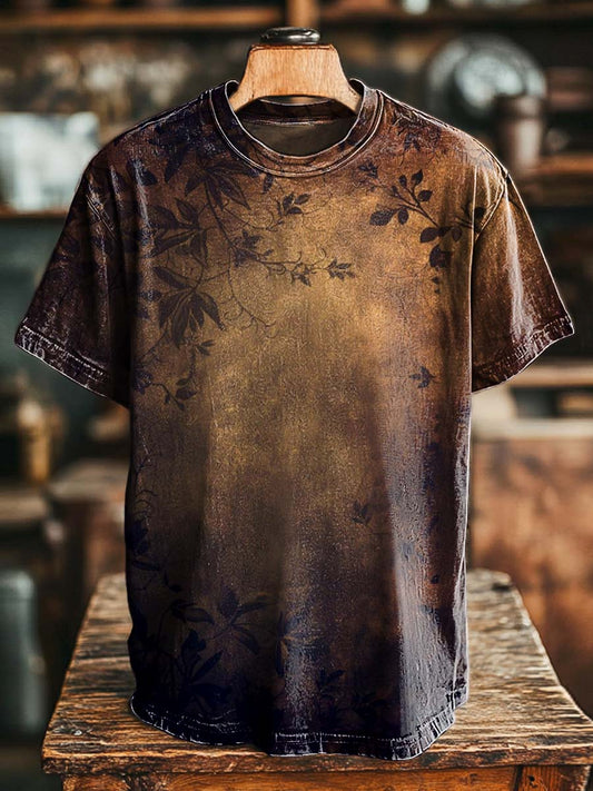 Vintage Floral Subtle Pattern Print Casual Short-Sleeve T-Shirt