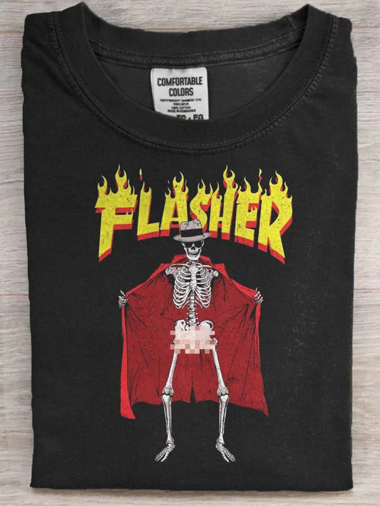 FLASHER Skull Print Casual Short-Sleeve T-Shirt