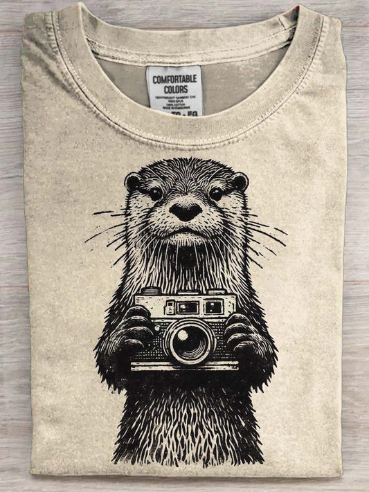 Photographer Otter Print Casual Short-Sleeve T-Shirt