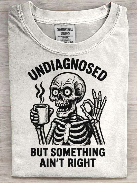 Undiagnosed Skull Print Casual Short-Sleeve T-Shirt