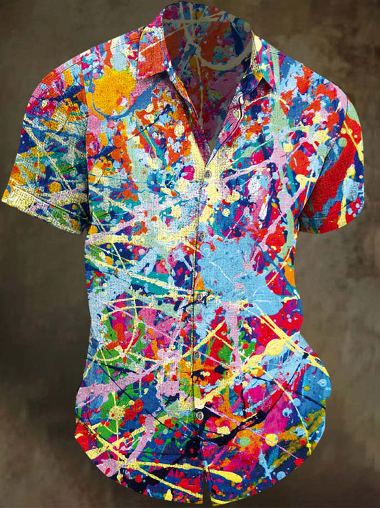 Splash Ink Art Print Casual Short-Sleeve Shirt
