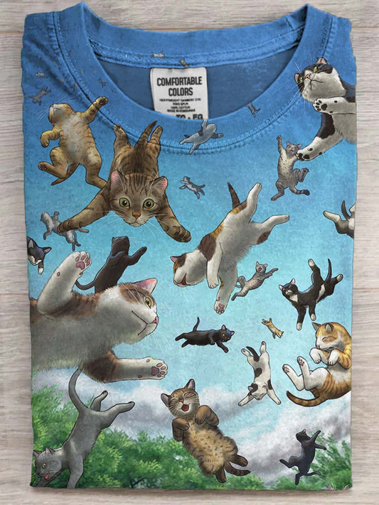 Cat Print Casual Short-Sleeve T-Shirt