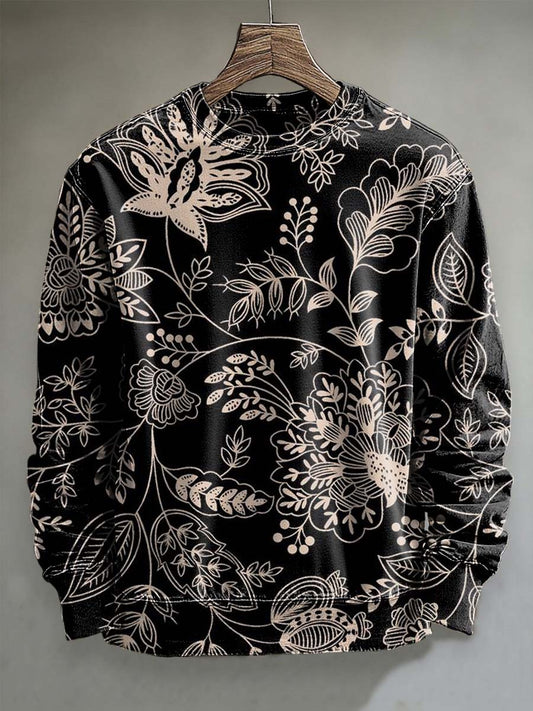 Retro Floral Print Casual Sweatshirt