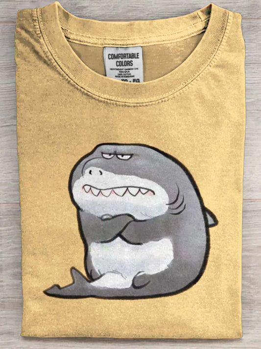 Sassy Shark Print Casual Short-Sleeve T-Shirt