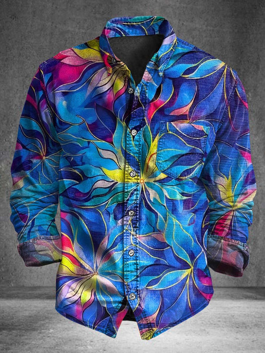 Fantasy Floral Print Casual Long-Sleeve Shirt