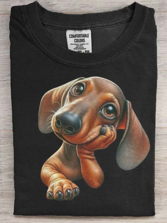 Puppy-Printed Casual Short-Sleeve T-Shirt