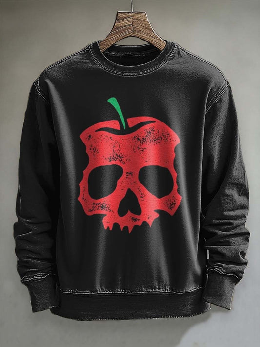 Poison Apple Skull Print Casual Crewneck Sweatshirt
