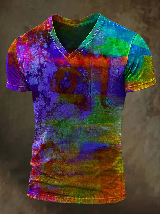 Rainbow Oil Painting Print Casual Short-Sleeve T-Shirt