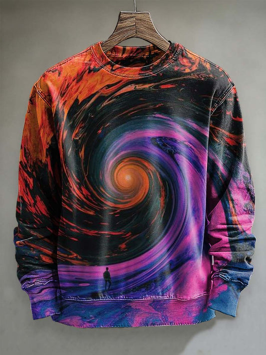 Psychedelic Swirl Print Casual Sweatshirt