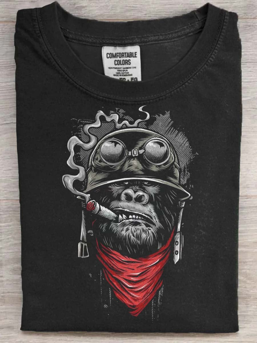 Locomotive Gorilla Print Casual Short-Sleeve T-Shirt