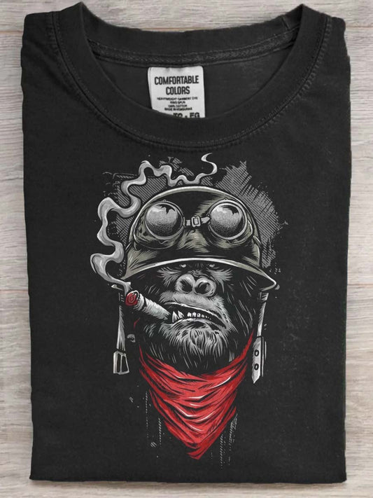 Locomotive Gorilla Print Casual Short-Sleeve T-Shirt