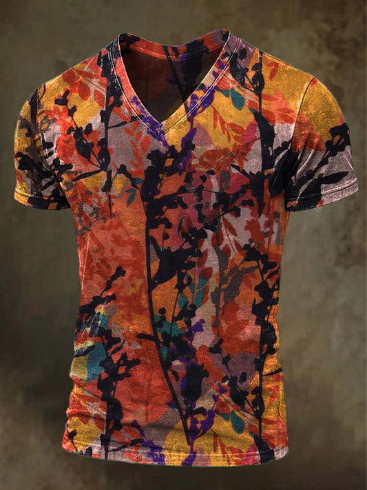 Autumn Leaf Camouflage Print Casual Short-Sleeve T-Shirt