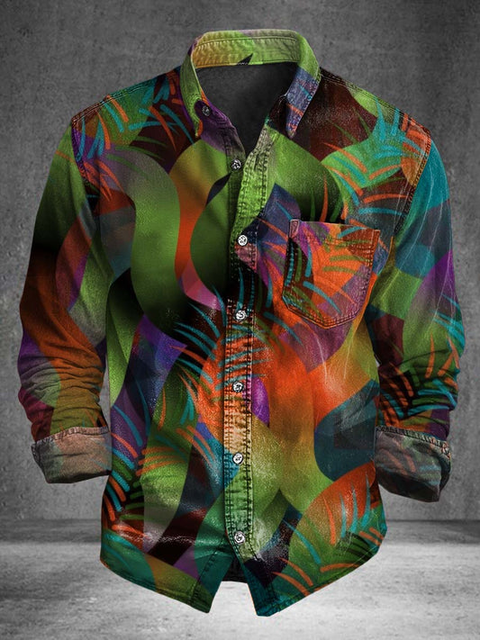 Tropical Camouflage Print Casual Long-Sleeve Shirt
