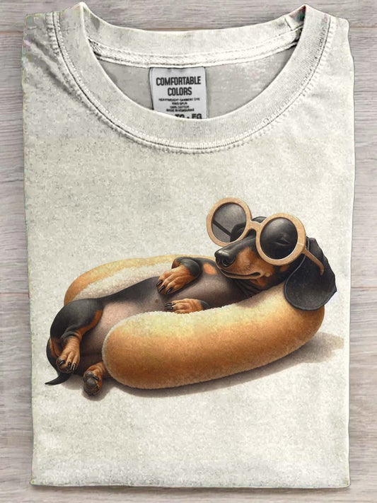 Dachshund Print Casual Short-Sleeve T-Shirt