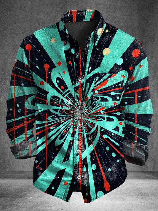 Starburst Radiant Print Casual Long-Sleeve Shirt